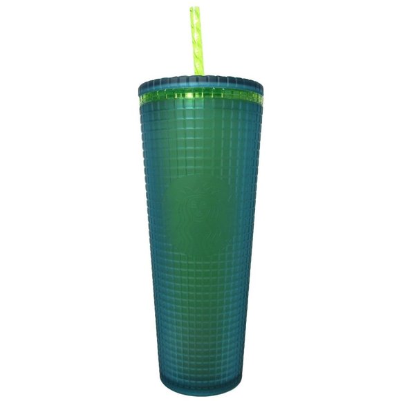 Genuine Starbucks 2022 Matte Mountain Dew Green Grid Tumbler 24oz Venti - Picture 1 of 6